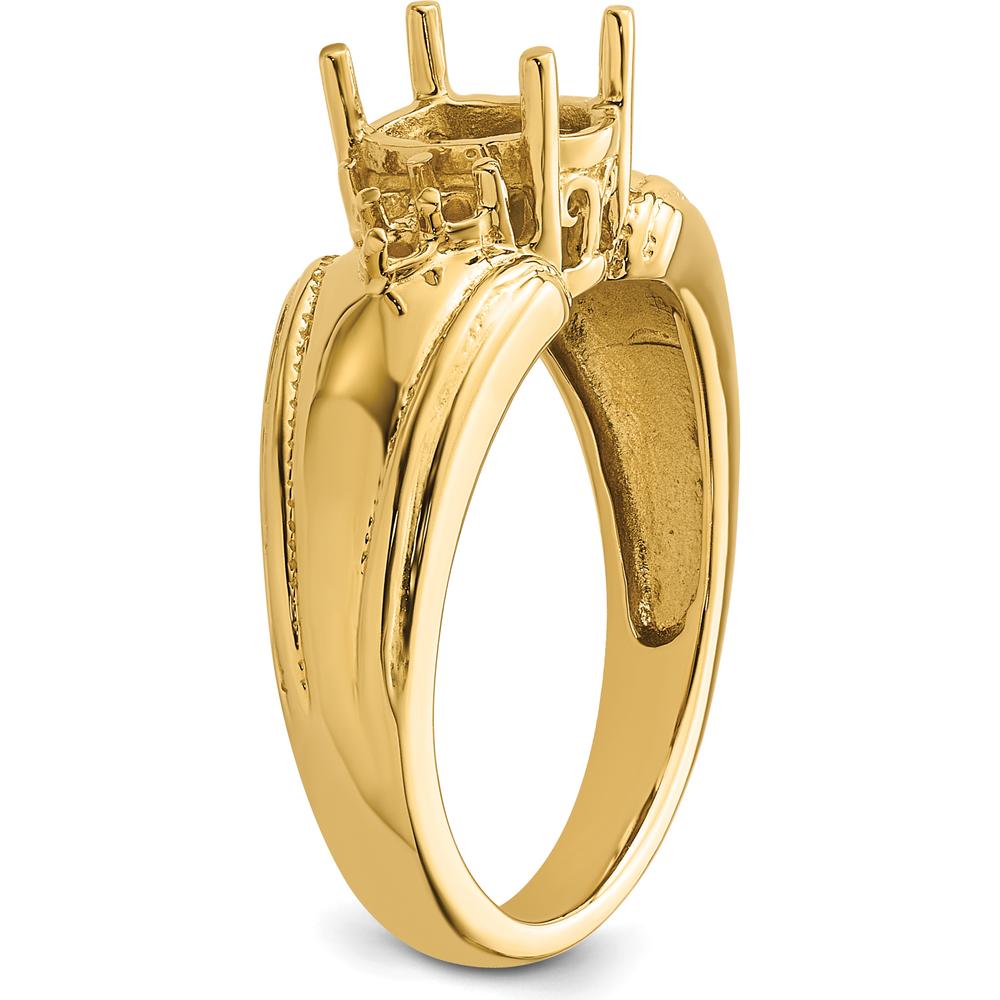 14K Yellow Gold 8x6mm Oval Gemstone & 0.10 Carat Diamond Accent Ring Mounting by Monteluci Fine Jewelry