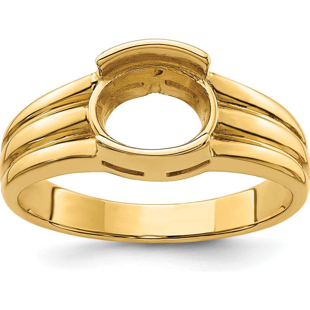 14K Yellow Gold 8x6mm Oval Gemstone Ring Mounting with Polished Tapered Band by Monteluci Fine Jewelry