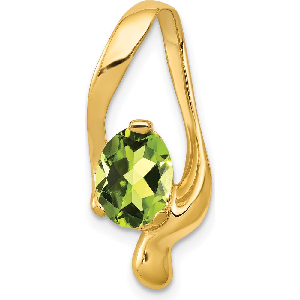 14K Yellow Gold 8x6mm Oval Peridot Pendant - 1.3 Carat Total Peridot Weight by Lumare Gioia