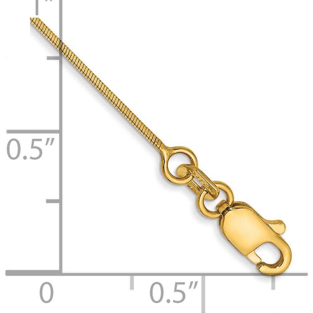 14K Yellow Gold 9" 0.6mm Diamond-Cut Snake Chain Anklet with Lobster Clasp by Oro Pregiato