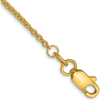 14K Yellow Gold 9" 1.4mm Round Open Link Cable Anklet with Lobster Clasp by Oro Pregiato