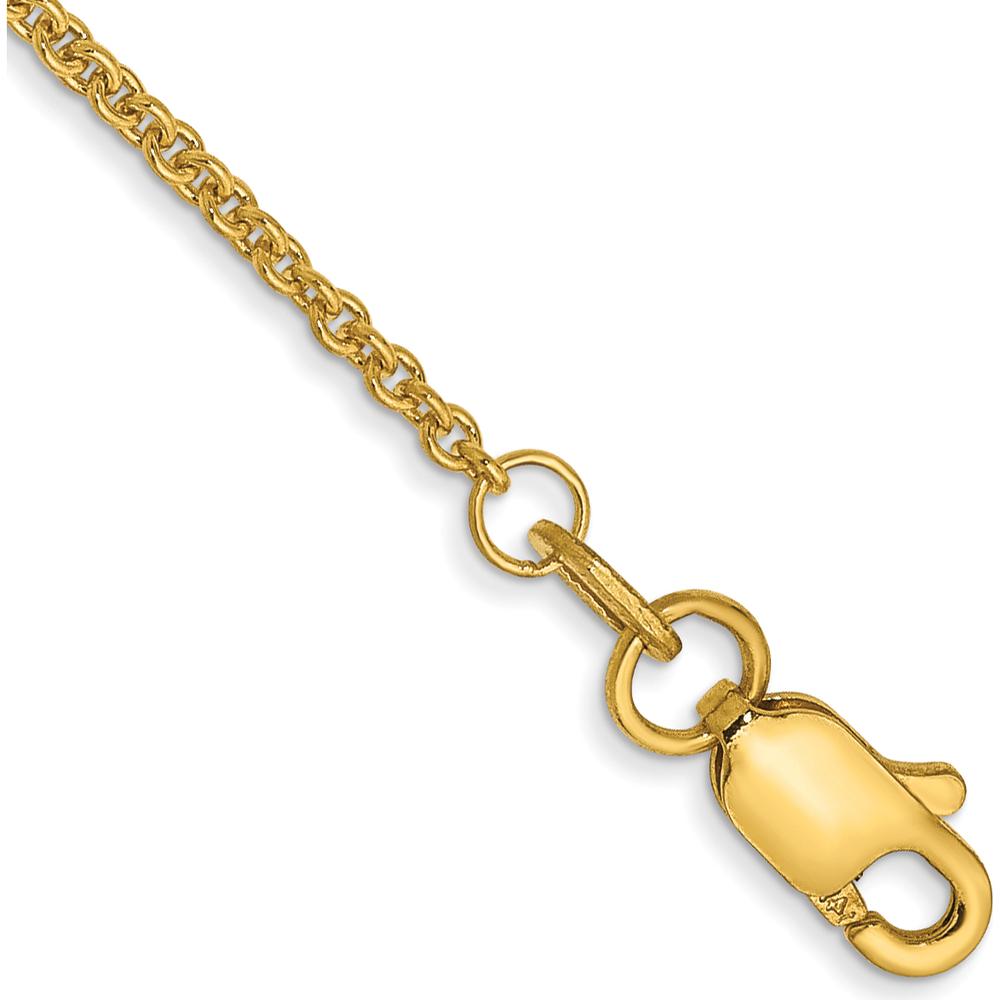 14K Yellow Gold 9" 1.4mm Round Open Link Cable Anklet with Lobster Clasp by Oro Pregiato