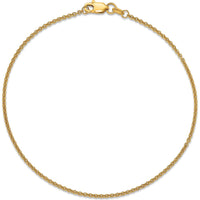 14K Yellow Gold 9" 1.4mm Round Open Link Cable Anklet with Lobster Clasp by Oro Pregiato