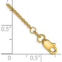 14K Yellow Gold 9" 1.4mm Round Open Link Cable Anklet with Lobster Clasp by Oro Pregiato