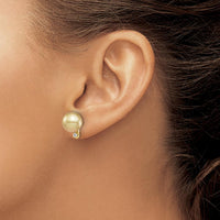 14K Yellow Gold 9-10mm Golden South Sea Saltwater Cultured Pearl and 0.10 Carat Diamond Post Earrings by Monteluci Fine Jewelry