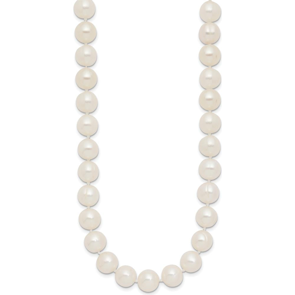 14K Yellow Gold 9-10mm Near-Round Freshwater Pearl Necklace - 18" with Pearl Clasp by Monteluci Fine Jewelry