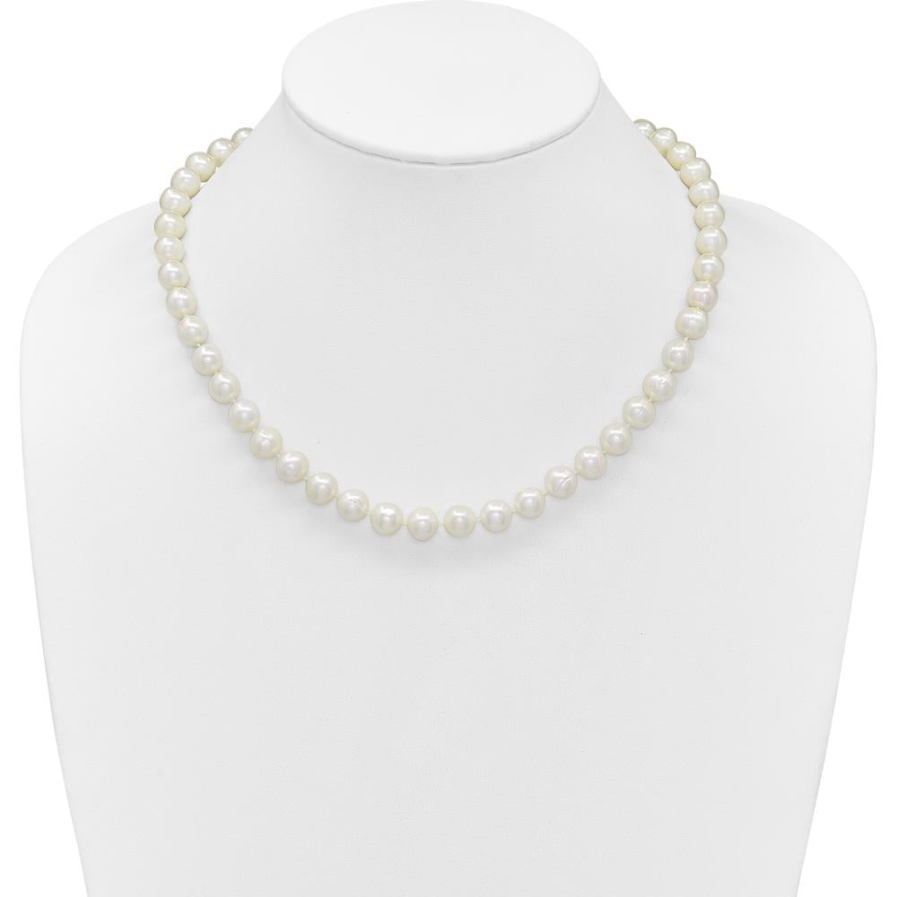 14K Yellow Gold 9-10mm Near-Round Freshwater Pearl Necklace - 18" with Pearl Clasp by Monteluci Fine Jewelry