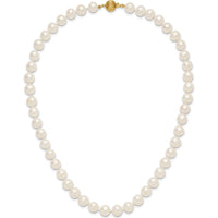 14K Yellow Gold 9-10mm Near-Round Freshwater Pearl Necklace - 18" with Pearl Clasp by Monteluci Fine Jewelry