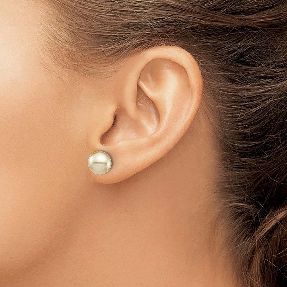 14K Yellow Gold 9-10mm Round Golden South Sea Cultured Pearl Post Earrings by Monteluci Fine Jewelry