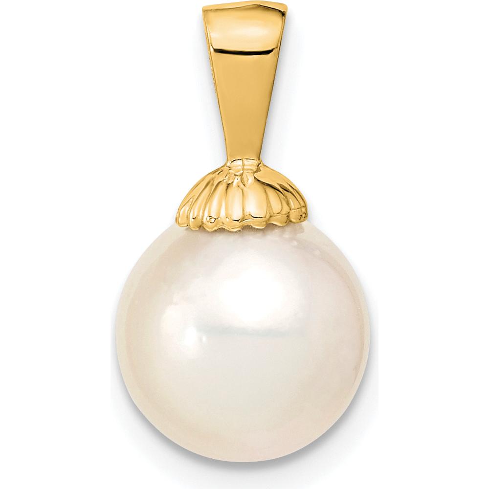 14K Yellow Gold 9-10mm Round South Sea Saltwater Cultured Pearl Pendant by Monteluci Fine Jewelry