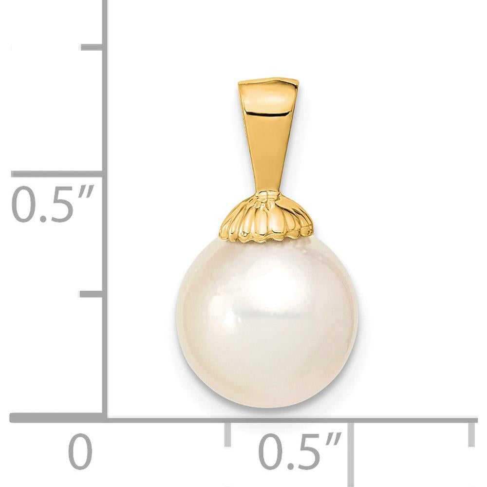 14K Yellow Gold 9-10mm Round South Sea Saltwater Cultured Pearl Pendant by Monteluci Fine Jewelry