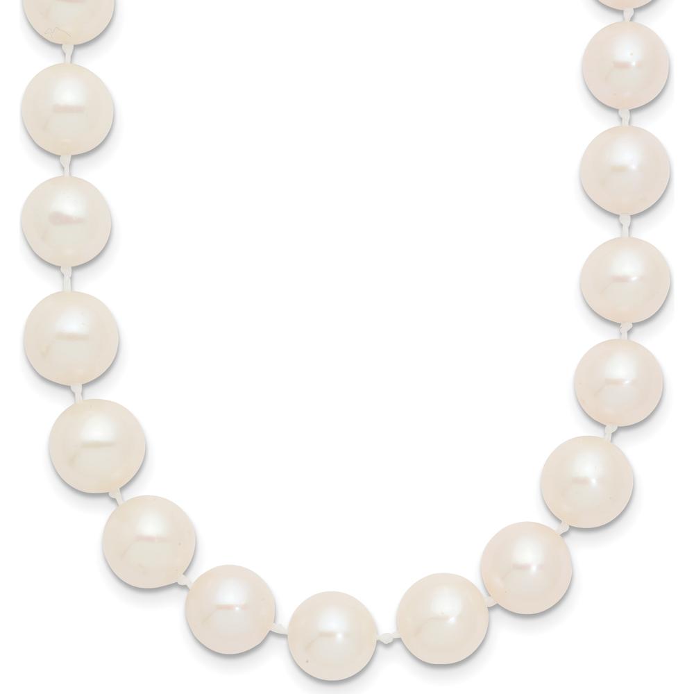 14K Yellow Gold 9-10mm White Near-Round Freshwater Cultured Pearl Necklace with Pearl Clasp - 54 Pearls by Monteluci Fine Jewelry