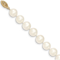 14K Yellow Gold 9-10mm White Near-Round Freshwater Cultured Pearl Necklace with Pearl Clasp - 54 Pearls by Monteluci Fine Jewelry