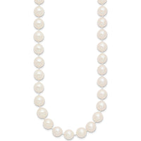 14K Yellow Gold 9-10mm White Near-Round Freshwater Cultured Pearl Necklace with Pearl Clasp - 54 Pearls by Monteluci Fine Jewelry