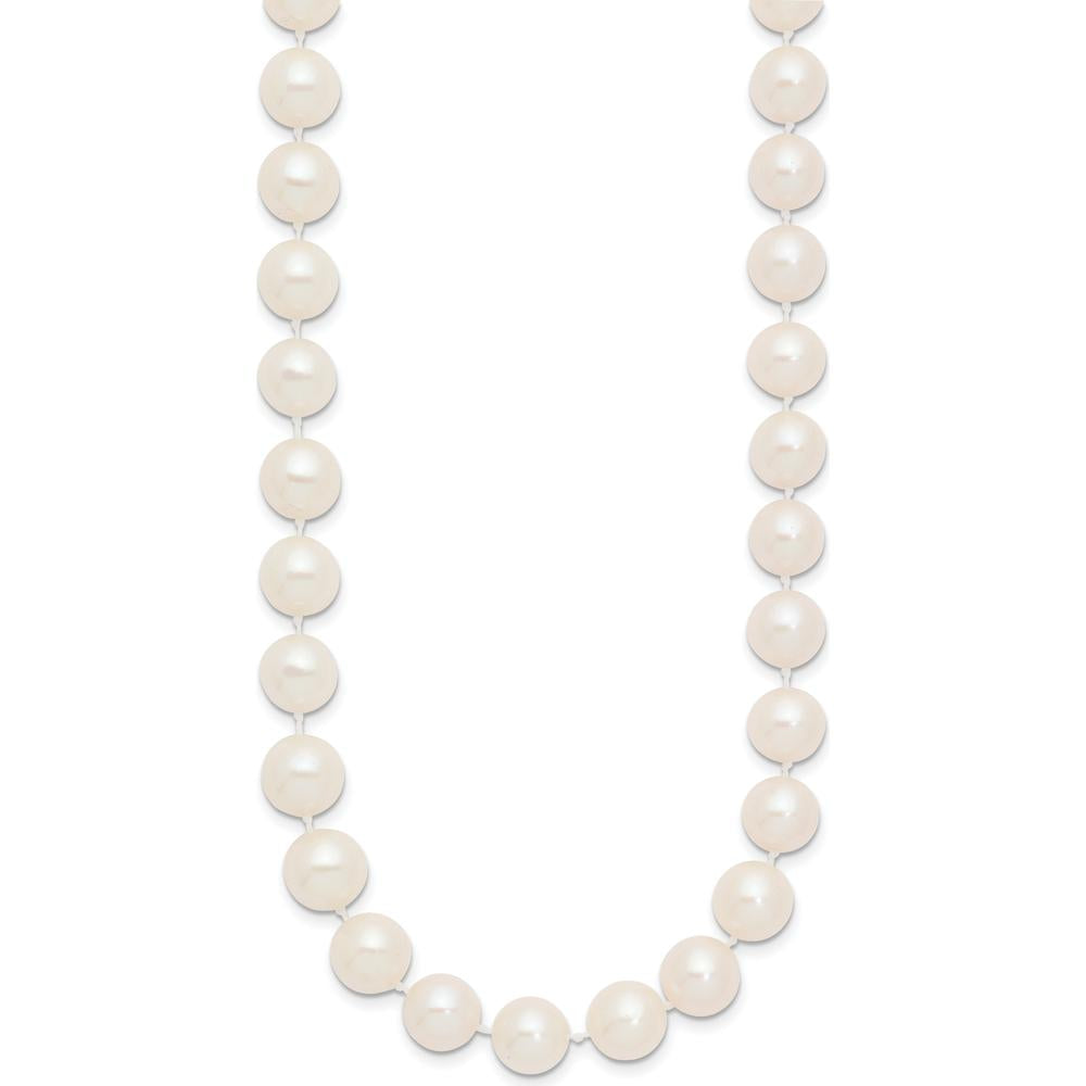 14K Yellow Gold 9-10mm White Near-Round Freshwater Cultured Pearl Necklace with Pearl Clasp - 54 Pearls by Monteluci Fine Jewelry