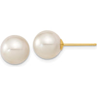 14K Yellow Gold 9-10mm White South Sea Cultured Pearl Stud Earrings by Monteluci Fine Jewelry