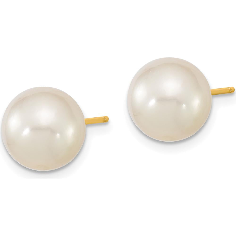 14K Yellow Gold 9-10mm White South Sea Cultured Pearl Stud Earrings by Monteluci Fine Jewelry