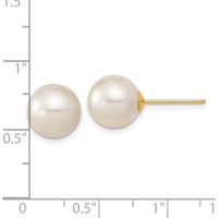 14K Yellow Gold 9-10mm White South Sea Cultured Pearl Stud Earrings by Monteluci Fine Jewelry