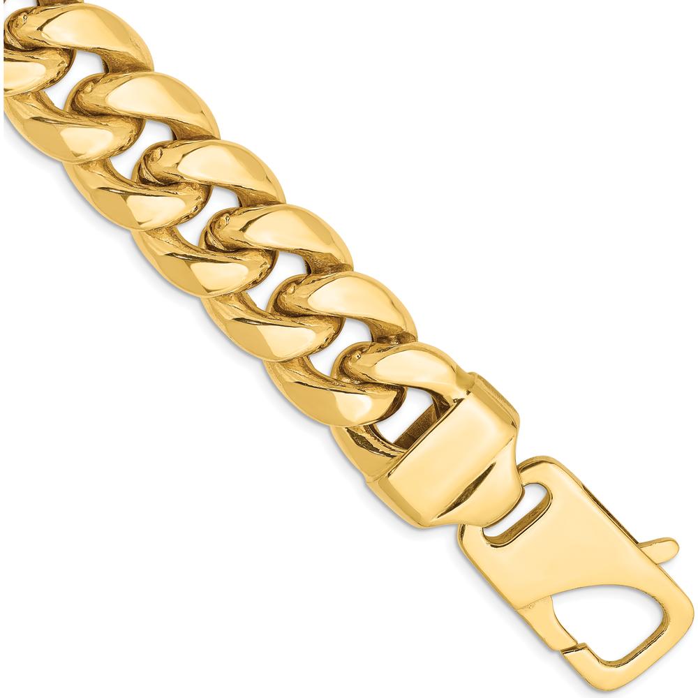 14K Yellow Gold 9" 15mm Semi-Solid Miami Cuban Chain with Lobster Clasp by Oro Pregiato