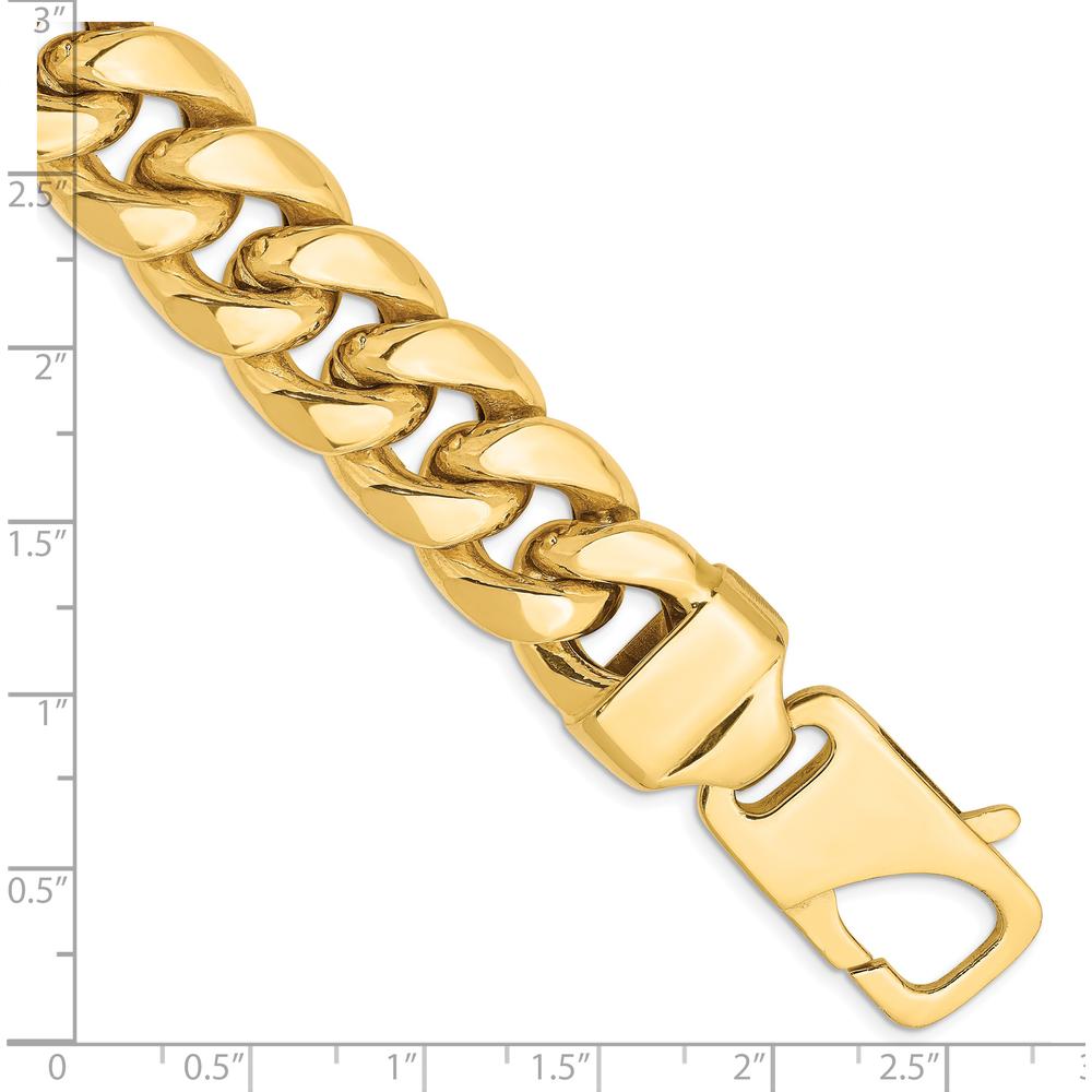 14K Yellow Gold 9" 15mm Semi-Solid Miami Cuban Chain with Lobster Clasp by Oro Pregiato