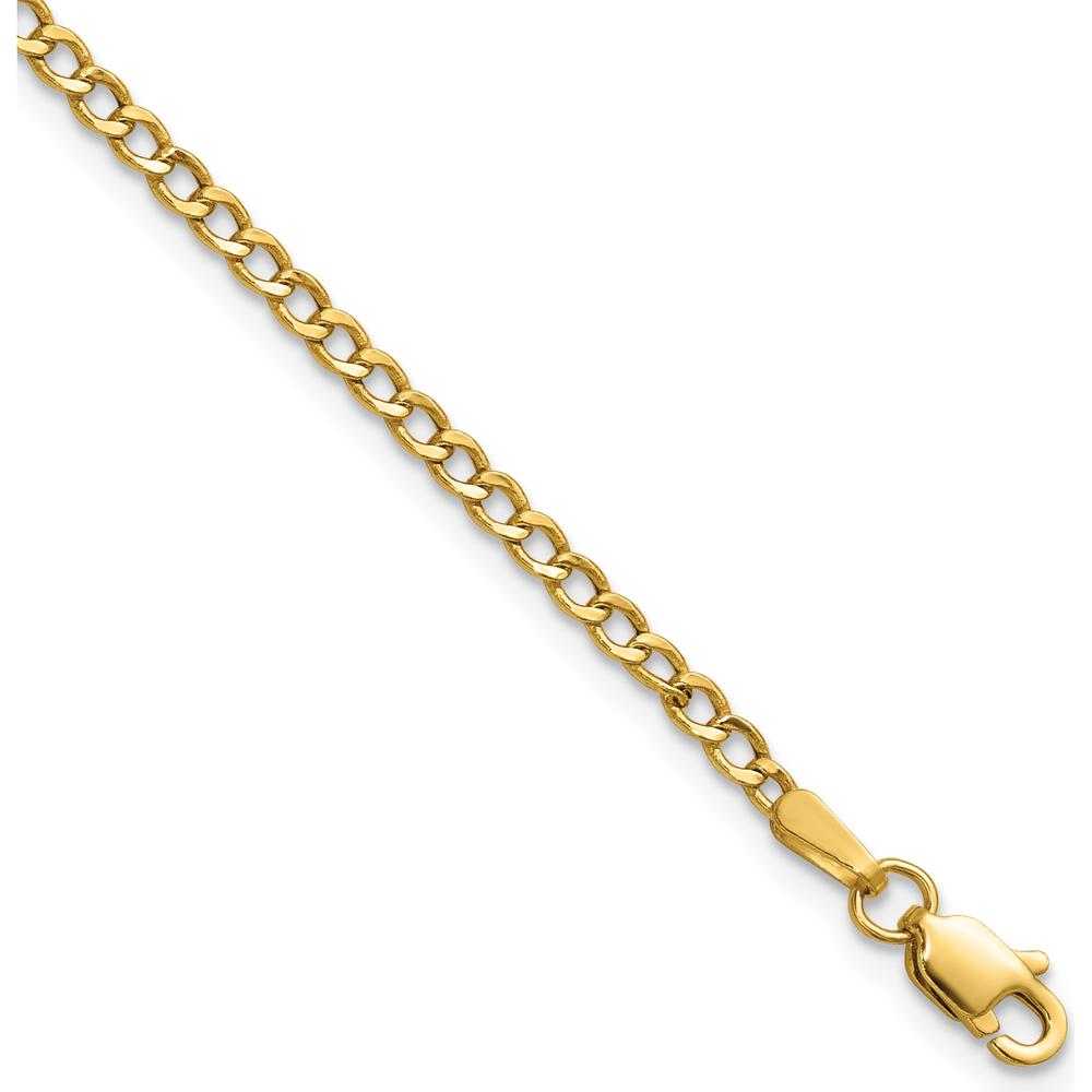 14K Yellow Gold 9" 2.5mm Curb Chain Anklet with Lobster Clasp by Oro Pregiato