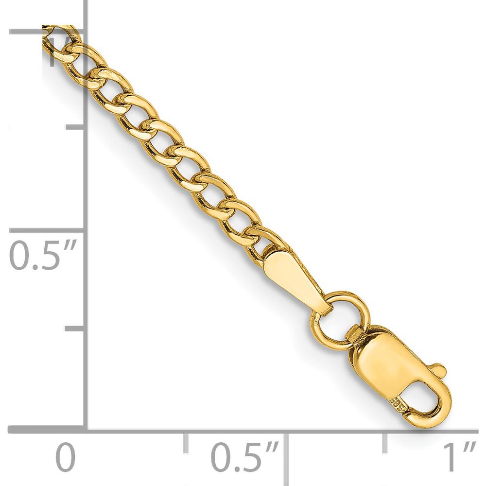14K Yellow Gold 9" 2.5mm Curb Chain Anklet with Lobster Clasp by Oro Pregiato