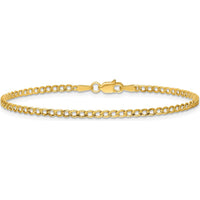 14K Yellow Gold 9" 2.5mm Curb Chain Anklet with Lobster Clasp by Oro Pregiato