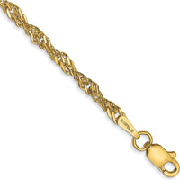 14K Yellow Gold 9" 2.75mm Lightweight Singapore Chain Anklet with Lobster Clasp by Oro Pregiato
