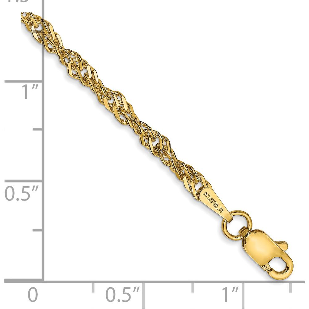 14K Yellow Gold 9" 2.75mm Lightweight Singapore Chain Anklet with Lobster Clasp by Oro Pregiato