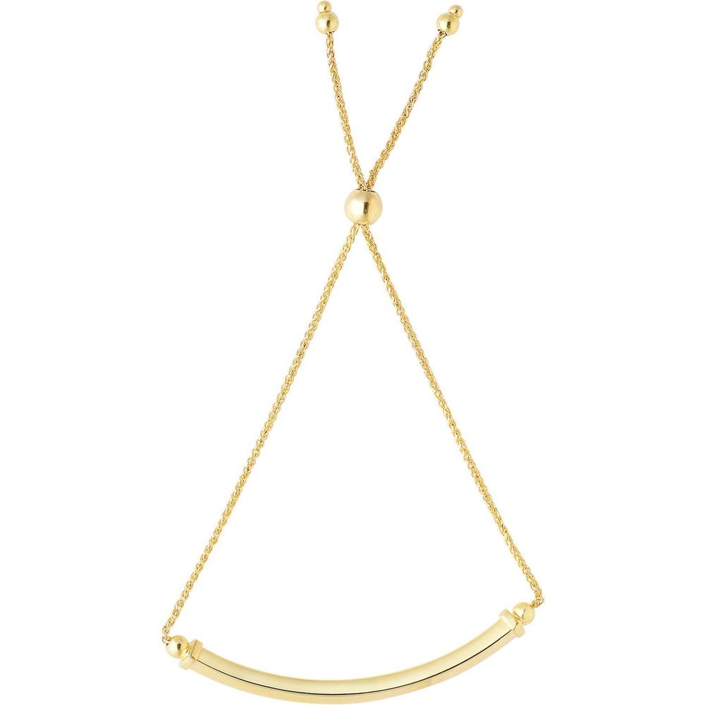 14K Yellow Gold 9.25" Adjustable Curved Bar Friendship Bracelet by Orozza Fine Jewelry