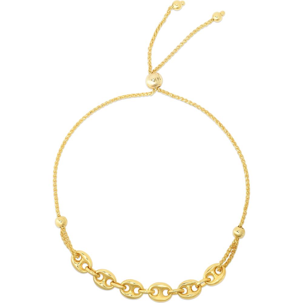 14K Yellow Gold 9.25" Mariner Link Bolo Friendship Bracelet by Orozza Fine Jewelry