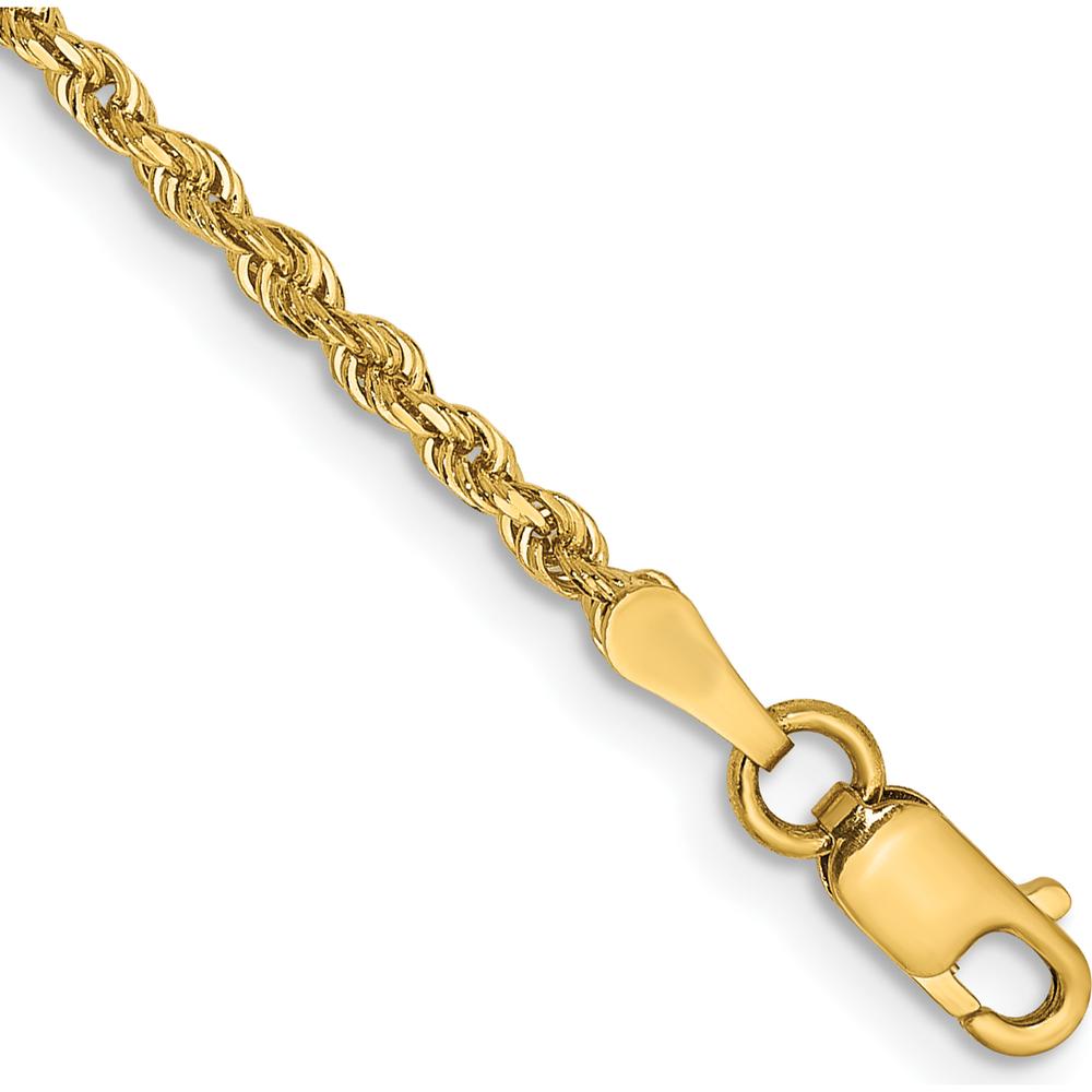 14K Yellow Gold 9" 2mm Diamond-Cut Quadruple Rope Anklet with Lobster Clasp by Oro Pregiato