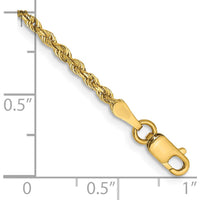 14K Yellow Gold 9" 2mm Diamond-Cut Quadruple Rope Anklet with Lobster Clasp by Oro Pregiato