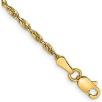 14K Yellow Gold 9" 2mm Diamond-Cut Rope Chain Anklet with Lobster Clasp by Oro Pregiato