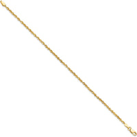 14K Yellow Gold 9" 2mm Diamond-Cut Rope Chain Anklet with Lobster Clasp by Oro Pregiato