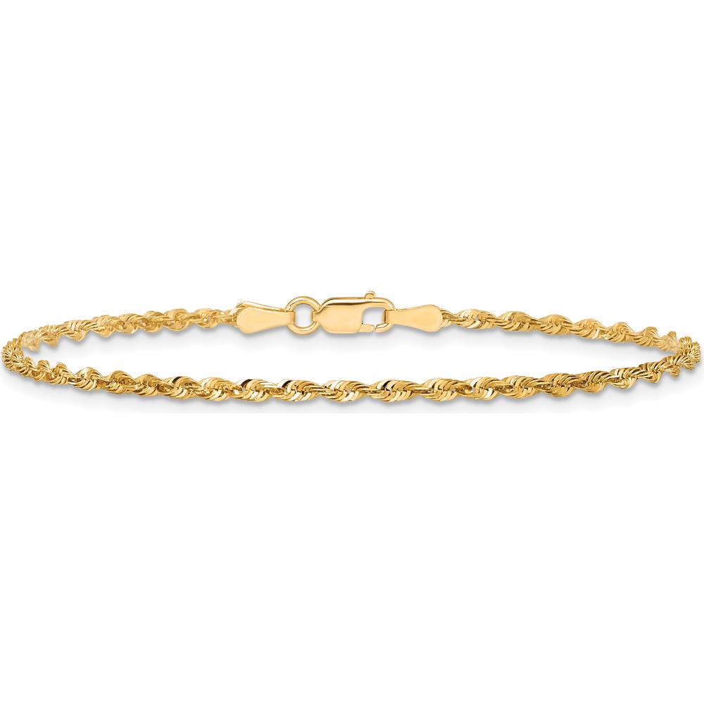 14K Yellow Gold 9" 2mm Diamond-Cut Rope Chain Anklet with Lobster Clasp by Oro Pregiato