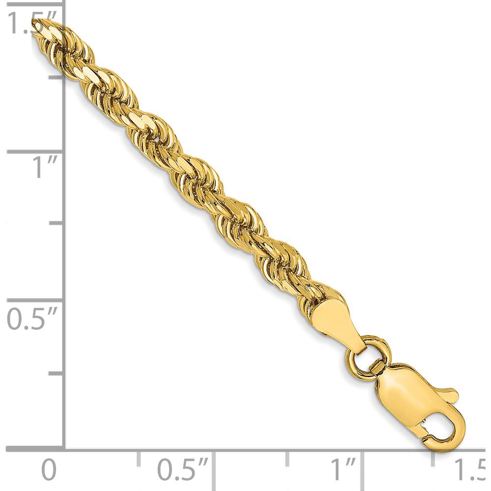 14K Yellow Gold 9" 3.5mm Diamond-Cut Rope Chain with Lobster Clasp