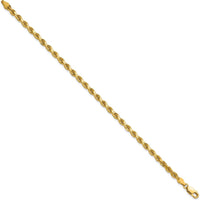 14K Yellow Gold 9" 3.75mm Diamond-Cut Rope Chain Bracelet with Lobster Clasp