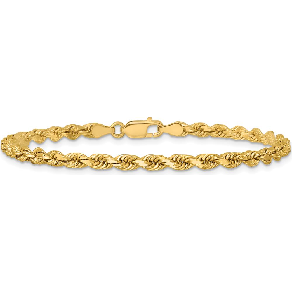 14K Yellow Gold 9" 3.75mm Diamond-Cut Rope Chain Bracelet with Lobster Clasp