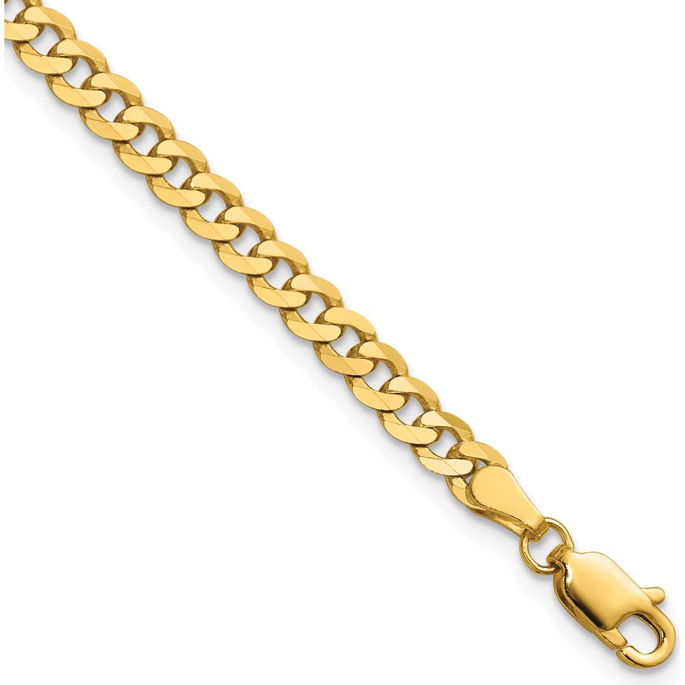 14K Yellow Gold 9" 3.9mm Flat Beveled Curb Chain with Lobster Clasp Anklet by Oro Pregiato