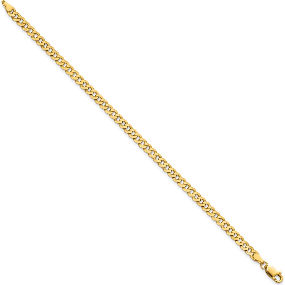 14K Yellow Gold 9" 3.9mm Flat Beveled Curb Chain with Lobster Clasp Anklet by Oro Pregiato