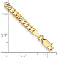 14K Yellow Gold 9" 3.9mm Flat Beveled Curb Chain with Lobster Clasp Anklet by Oro Pregiato