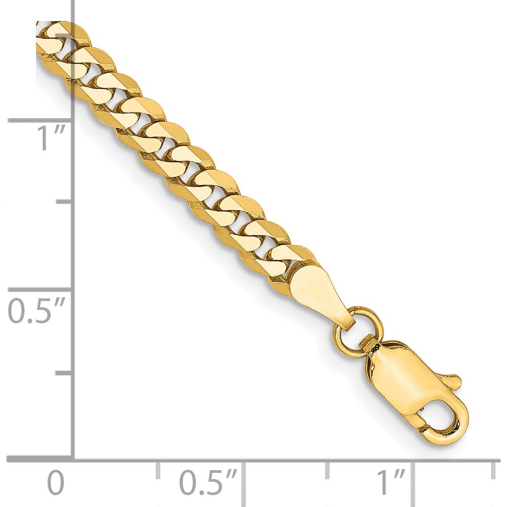 14K Yellow Gold 9" 3.9mm Flat Beveled Curb Chain with Lobster Clasp Anklet by Oro Pregiato