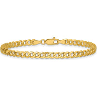 14K Yellow Gold 9" 3.9mm Flat Beveled Curb Chain with Lobster Clasp Anklet by Oro Pregiato