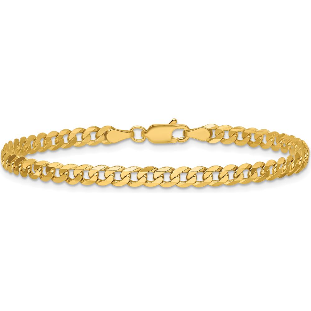 14K Yellow Gold 9" 3.9mm Flat Beveled Curb Chain with Lobster Clasp Anklet by Oro Pregiato