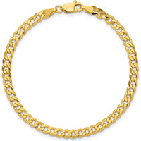 14K Yellow Gold 9" 3.9mm Flat Beveled Curb Chain with Lobster Clasp Anklet by Oro Pregiato