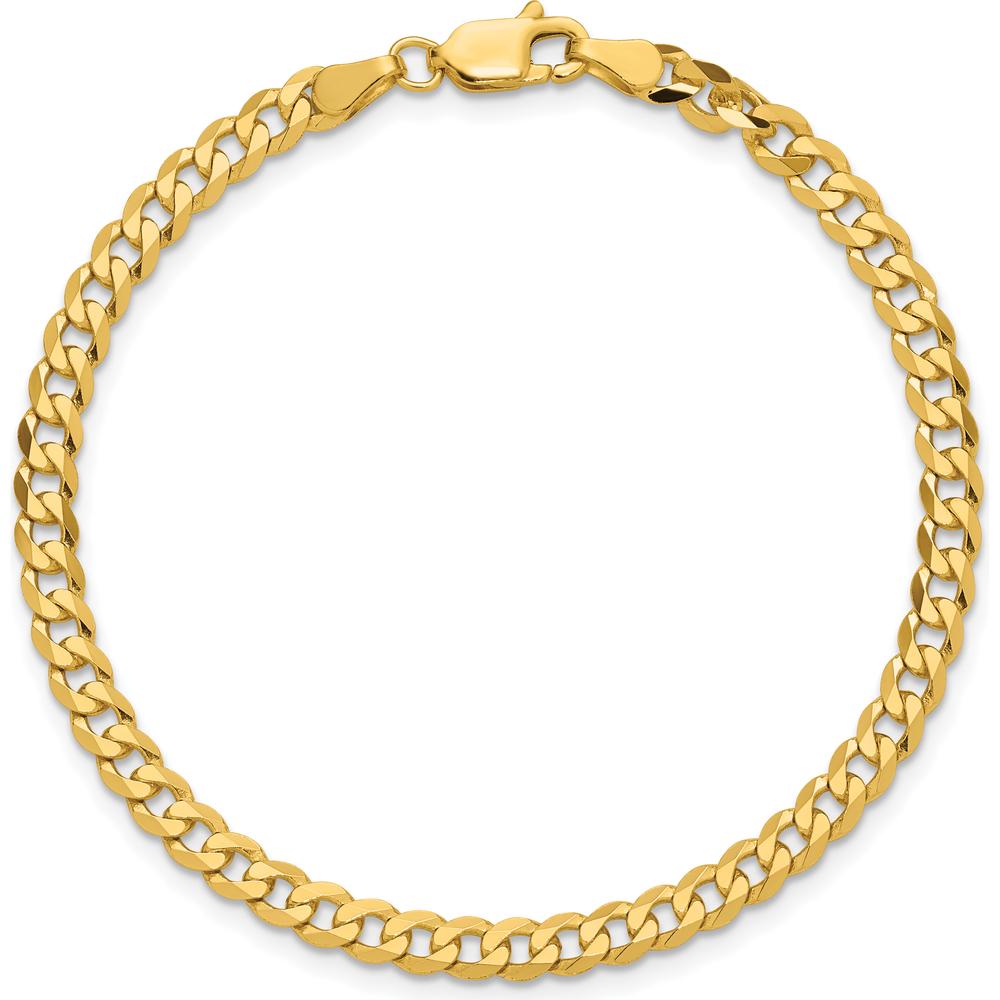 14K Yellow Gold 9" 3.9mm Flat Beveled Curb Chain with Lobster Clasp Anklet by Oro Pregiato