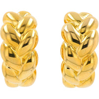 14K Yellow Gold 9.3mm Braided Huggie Earrings - 0.75" Diameter