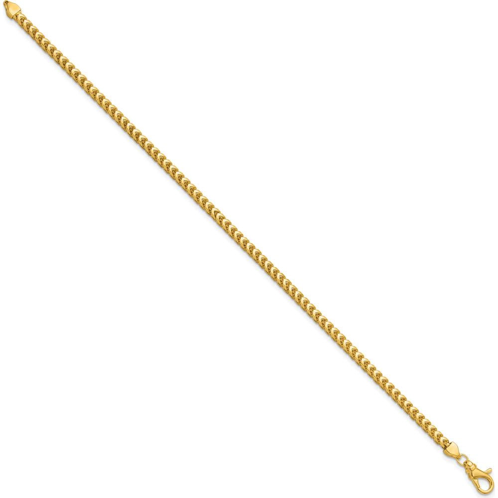 14K Yellow Gold 9" 3mm Franco Chain Bracelet with Fancy Lobster Clasp by Oro Pregiato
