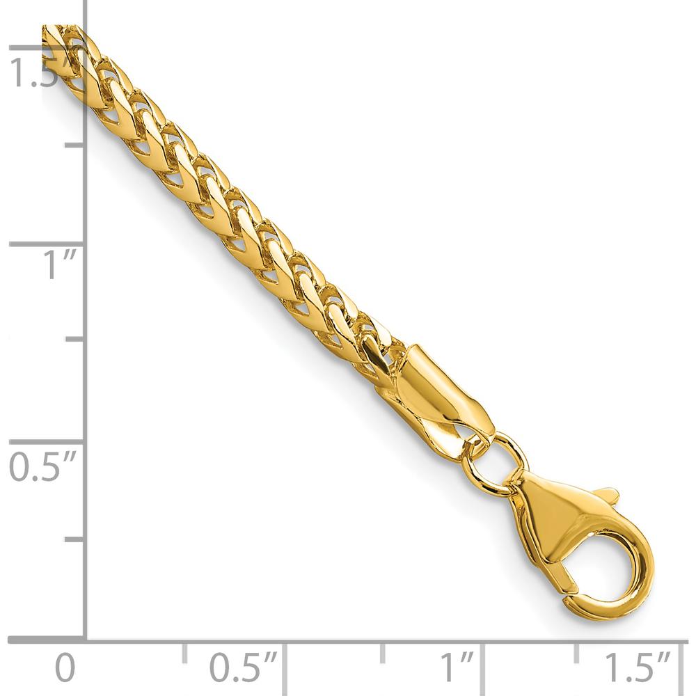 14K Yellow Gold 9" 3mm Franco Chain Bracelet with Fancy Lobster Clasp by Oro Pregiato